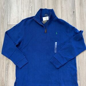 Polo Ralph Lauren Royal Blue 1/4 Zip Sweater with Green Pony NWT size XL